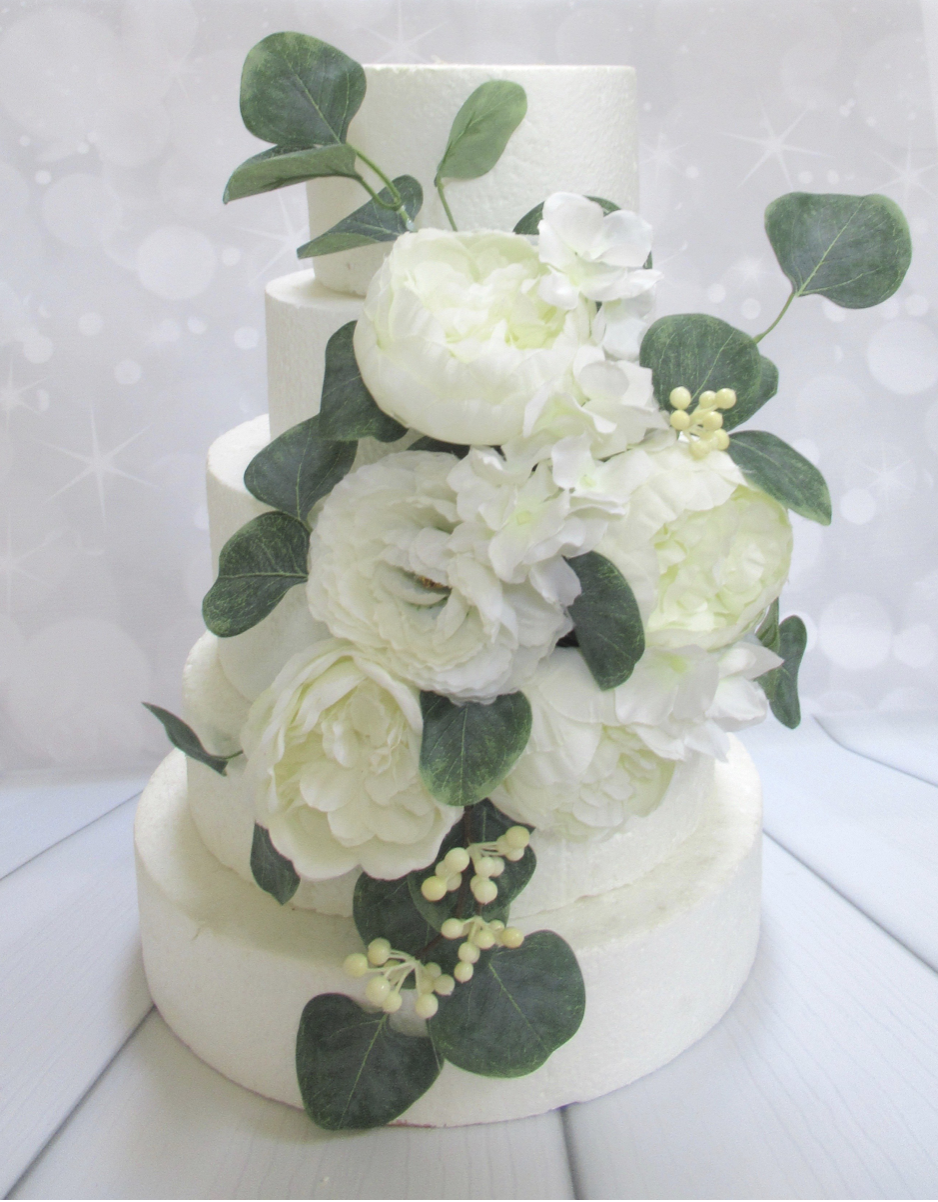 Peony, Hydrangea & Berry Cake Spray with Eucalyptus